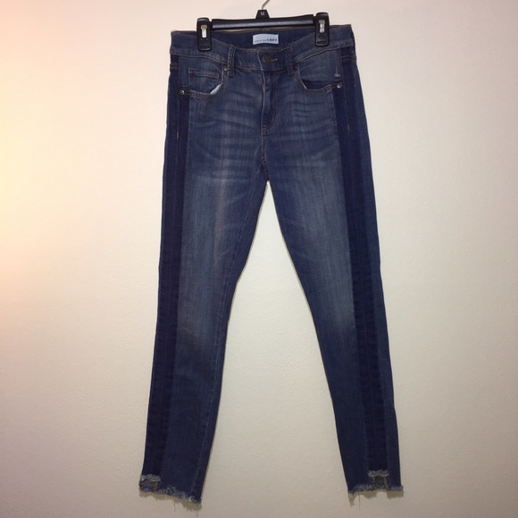Loft Made and Love Jeans Two Tone patch work Blue Raw Hem. Size 26/2 - Picture 12 of 16